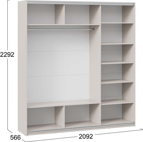 Изображение товара Шкаф-купе ТриЯ Оскар Т2 2100 / 271176 (ручка серебро/кашемир)