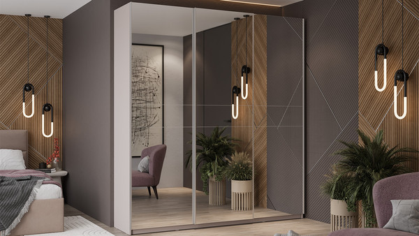 Изображение товара Шкаф-купе ТриЯ Оскар Т2 2100 / 271176 (ручка серебро/кашемир)