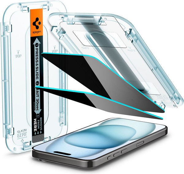 Изображение товара Защитное стекло для телефона Spigen Glas.tr Ez Fit для iPhone 15 / AGL07121 (Privacy)