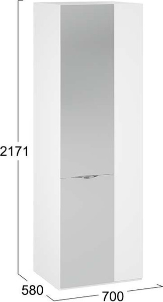 Изображение товара Шкаф ТриЯ Глосс 580 / СМ-319.07.007 (белый жемчуг/белый глянец)
