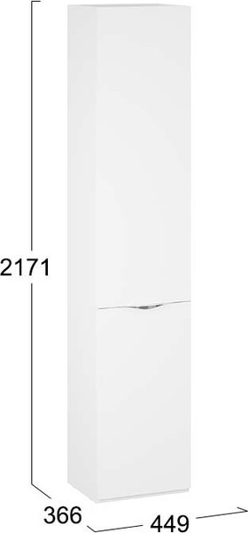 Изображение товара Шкаф-пенал ТриЯ Глосс 366 / СМ-319.07.011 (белый жемчуг/белый глянец)