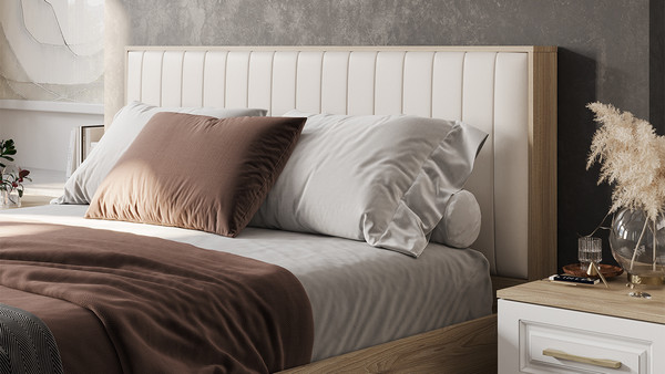 Изображение товара Каркас кровати ТриЯ Сэнди Тип 2 160x200 / 211.007.000 (вяз благородный/велюр бежевый)