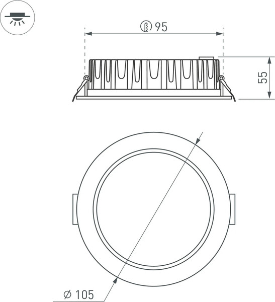 Изображение товара Точечный светильник Arlight MS-MIST-BUILT-R105-9W Day4000 WH 110deg / 039061