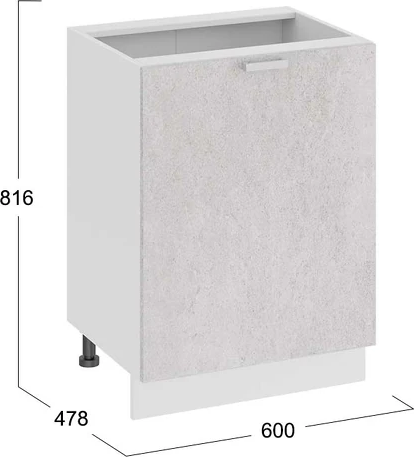 Изображение товара Шкаф-стол кухонный ТриЯ Гранита 1Н6 с одной дверью (белый/бетон снежный)