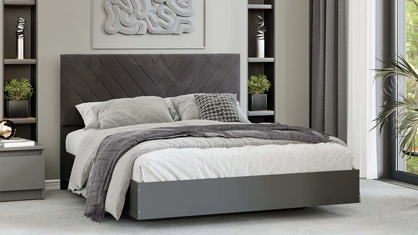 Изображение товара Двуспальная кровать ТриЯ Бетта Тип 1 160x200 / 413.001.000 (серый графит/велюр серый)