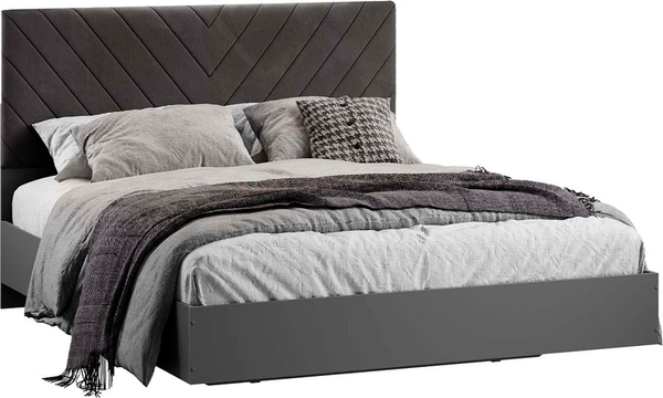 Изображение товара Двуспальная кровать ТриЯ Бетта Тип 1 160x200 / 413.001.000 (серый графит/велюр серый)