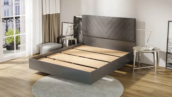 Изображение товара Двуспальная кровать ТриЯ Бетта Тип 1 160x200 / 413.001.000 (серый графит/велюр серый)