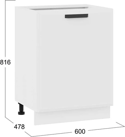 Изображение товара Шкаф-стол кухонный ТриЯ Тиана 1Н6 с одной дверью (белый/белый супермат)