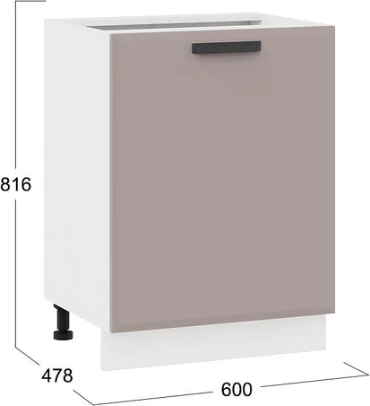 Изображение товара Шкаф-стол кухонный ТриЯ Тиана 1Н6 с одной дверью (белый/мокко супермат)