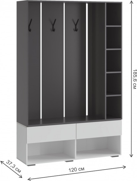 Изображение товара Секция в прихожую Woodville Роут / 619907 (белый/графит)