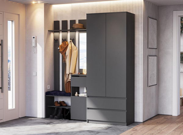 Изображение товара Секция в прихожую Woodville Сибити / 582748 (графит серый)