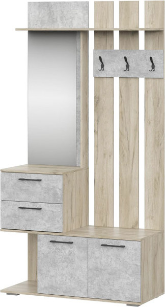 Изображение товара Секция в прихожую Woodville Вальс ВШ-1 / 508424 (дуб крафт серый/бетонный камень)