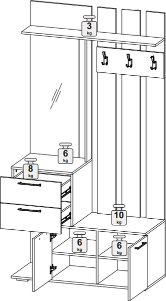 Изображение товара Секция в прихожую Woodville Вальс ВШ-1 / 508424 (дуб крафт серый/бетонный камень)