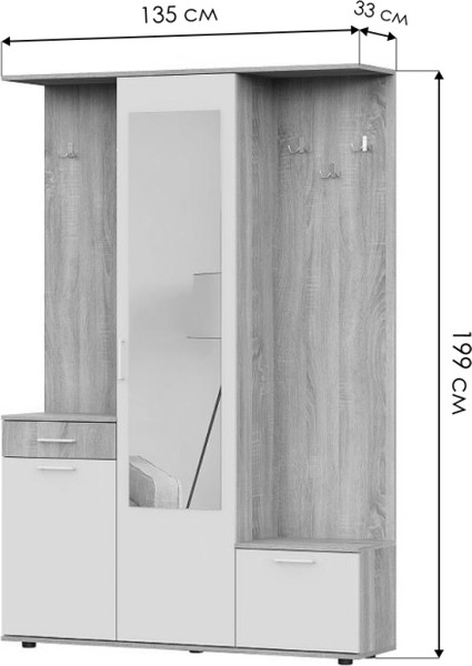 Изображение товара Секция в прихожую Woodville Пети / 534551 (дуб сонома/белый)