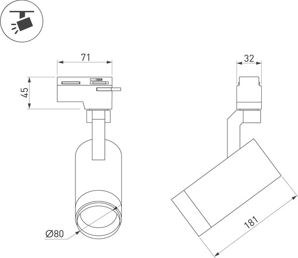 Изображение товара Трековый светильник Arlight LGD-GELIOS-TUNE-4TR-R80-20W Day4000-MIX BK 20-60deg / 039156