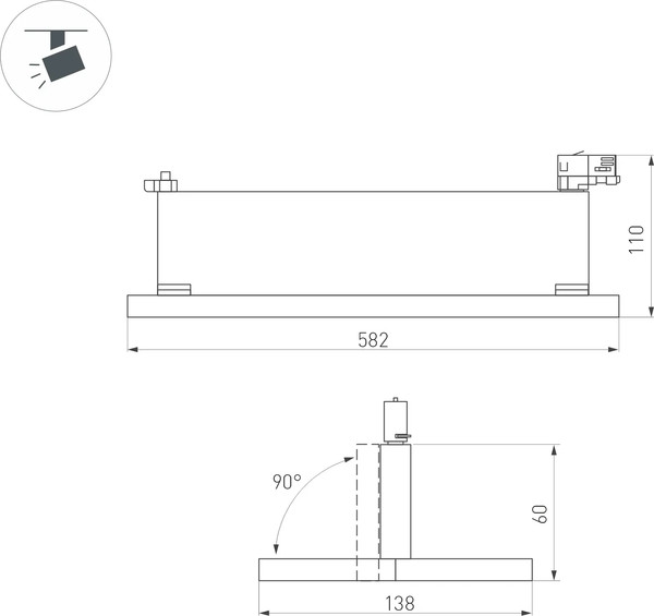 Изображение товара Трековый светильник Arlight LGD-MARS-4TR-S582x138-50W Day4000 BK 60-130deg / 035496