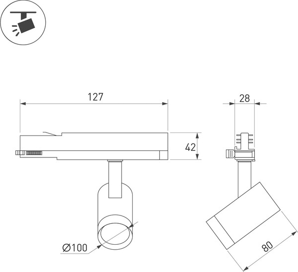 Изображение товара Трековый светильник Arlight LGD-NIKA-4TR-R100-20W Warm3000 BK 24deg / 031163