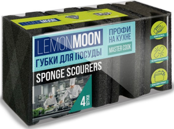 Изображение товара Набор губок для мытья посуды Lemon Moon Профи на кухне L010 (4шт)