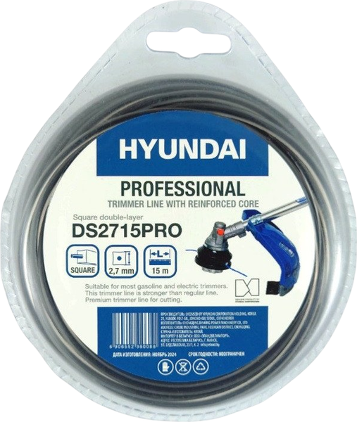 Изображение товара Леска для триммера Hyundai 2.7мм / DS-2715 PRO (15м)