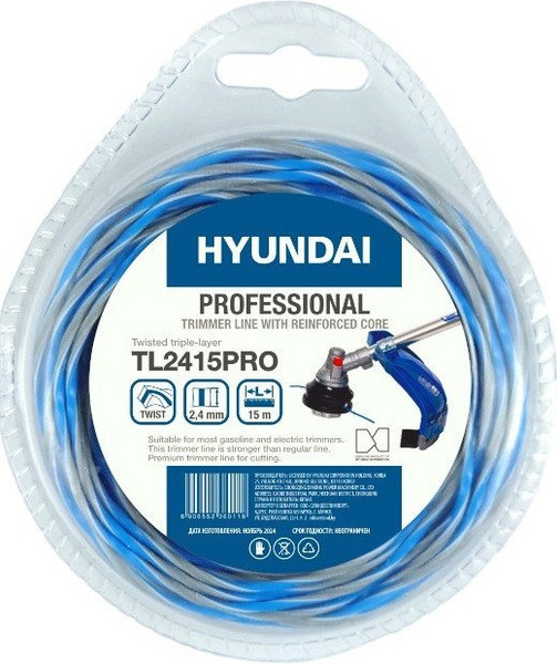 Изображение товара Леска для триммера Hyundai 2.4мм / TL-2415 PRO (15м)