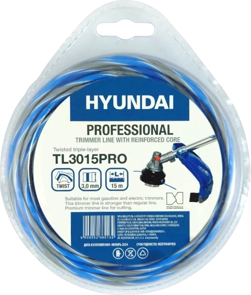 Изображение товара Леска для триммера Hyundai 3.0мм / TL-3015 PRO (15м)