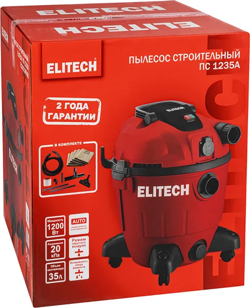 Изображение товара Профессиональный пылесос Elitech ПС 1235А / 207386