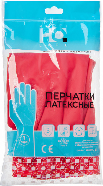 Изображение товара Перчатки хозяйственные HQ Profiline Латексные многоразовые / 73582 (M, красный)