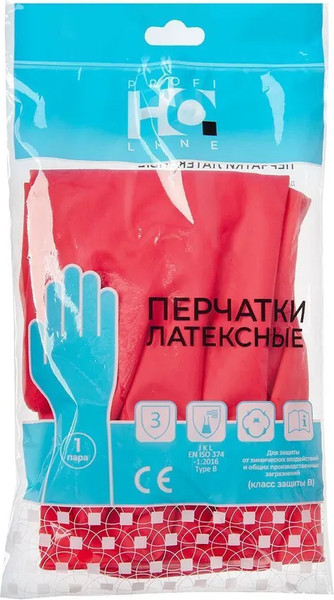 Изображение товара Перчатки хозяйственные HQ Profiline Латексные многоразовые / 75678 (XL, красный)
