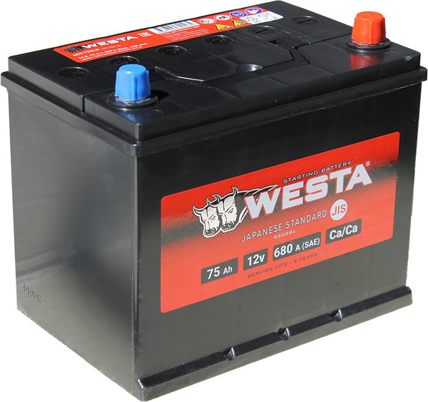 Изображение товара Автомобильный аккумулятор Westa Asia 6СТ-75 VLR Euro СTA00024 (75 А/ч)