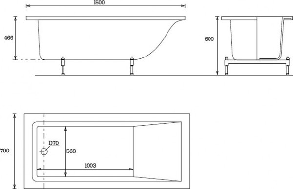 Изображение товара Ванна из искусственного камня VATE Nordys 150MT