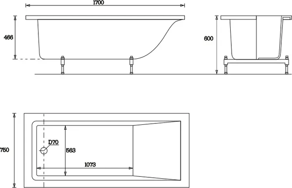 Изображение товара Ванна из искусственного камня VATE Nordys 170MT