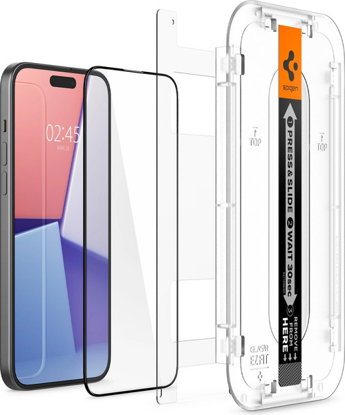 Изображение товара Защитное стекло для телефона Spigen Glas.tr Ez Fit Fc для iPhone 15 / AGL06908 (черный)
