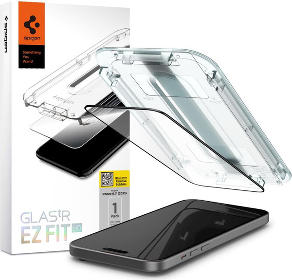 Изображение товара Защитное стекло для телефона Spigen Glas.tr Ez Fit Fc для iPhone 15 / AGL06908 (черный)