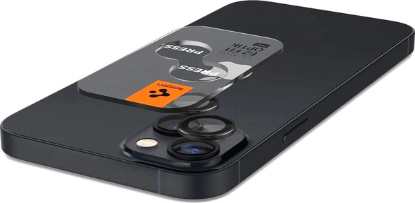 Изображение товара Защитное стекло для камеры телефона Spigen Optik Ez Fit Camera Pr. iPhone 14/14 Plus/15/15 Plus / AGL05213 (2шт, черный)