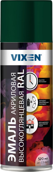 Изображение товара Эмаль Vixen Акриловая высокоглянцевая VX66005 (520мл, зеленый мох RAL 6005)