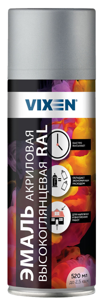 Изображение товара Эмаль Vixen Акриловая высокоглянцевая VX69006 (520мл, бело-алюминиевый RAL 9006)