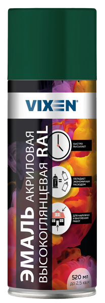 Изображение товара Эмаль Vixen Акриловая высокоглянцевая VX66029 (520мл, мятно-зеленый RAL 6029)