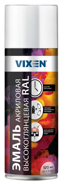 Изображение товара Эмаль Vixen Акриловая высокоглянцевая VX69003 (520мл, сигнальный белый RAL 9003)