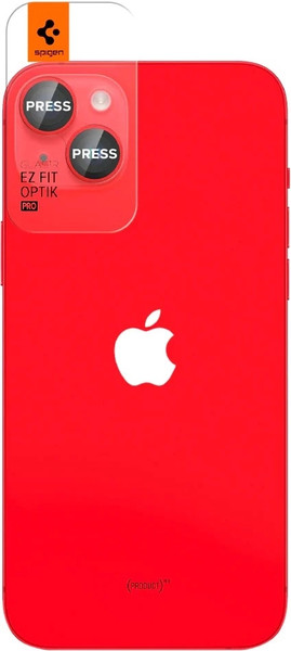 Изображение товара Защитное стекло для камеры телефона Spigen Optik Ez Fit Camera Pr. iPhone 14/14 Plus/15/15 Plus / AGL05605 (2шт, красный)
