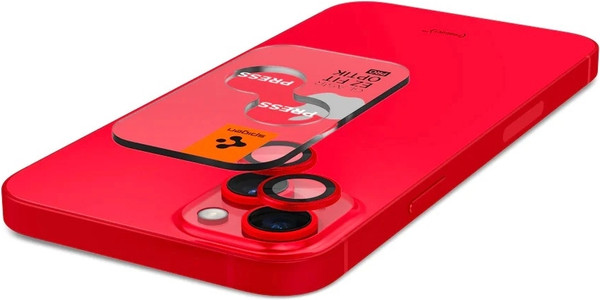 Изображение товара Защитное стекло для камеры телефона Spigen Optik Ez Fit Camera Pr. iPhone 14/14 Plus/15/15 Plus / AGL05605 (2шт, красный)