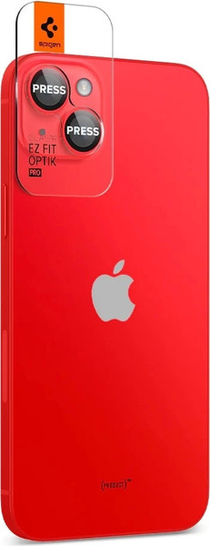 Изображение товара Защитное стекло для камеры телефона Spigen Optik Ez Fit Camera Pr. iPhone 14/14 Plus/15/15 Plus / AGL05605 (2шт, красный)