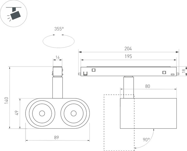 Изображение товара Трековый светильник Arlight MAG-ORIENT-BLUM-12W Warm3000 BK 40deg / 037037
