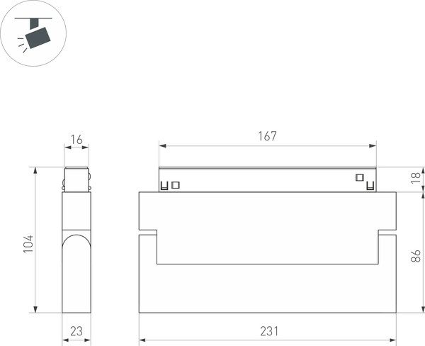 Изображение товара Трековый светильник Arlight MAG-ORIENT-LASER-FOLD-S230-12W Day4000 WH 30deg / 035865