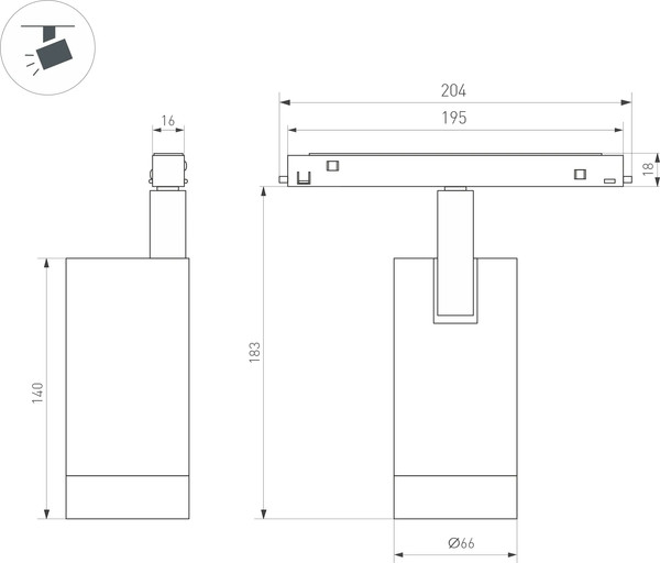 Изображение товара Трековый светильник Arlight MAG-ORIENT-SPOT-R65-20W Day4000 WH 24deg / 037123