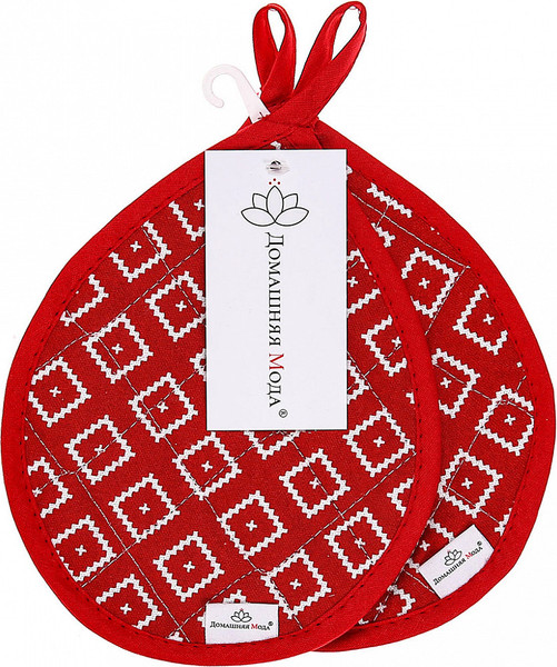 Изображение товара Набор прихваток Домашняя мода Диагональ брусничный Капелька 20х15.5 (2шт)