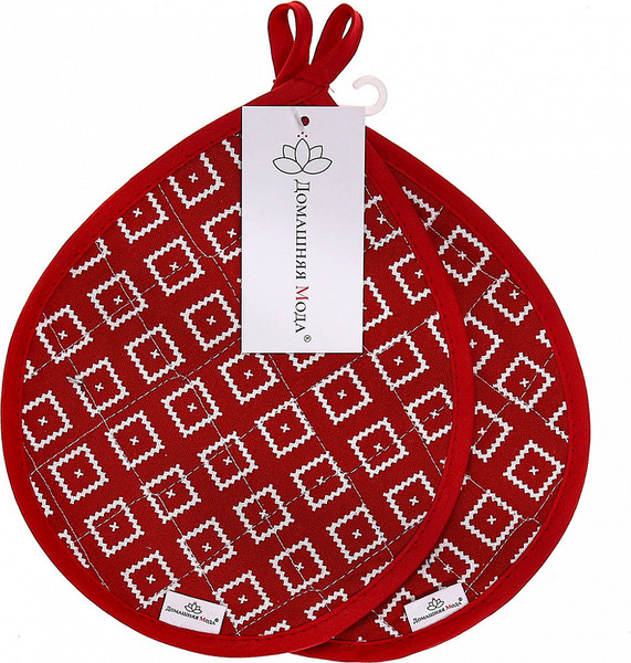 Изображение товара Набор прихваток Домашняя мода Диагональ Капелька 20х25 (2шт, брусничный)