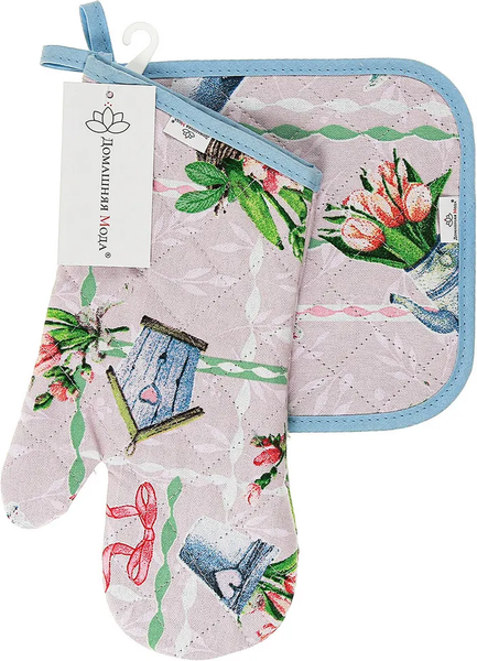 Изображение товара Набор прихваток Домашняя мода Весеннее пробуждение Варежка 15х30 + прихватка 20х20 (2шт)