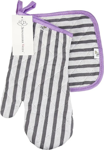 Изображение товара Набор прихваток Домашняя мода Лайн-3 Варежка 15х30 + прихватка 20х20 (2шт)