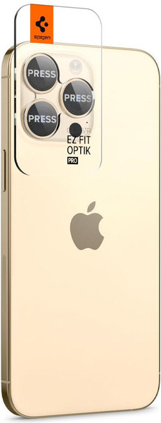 Изображение товара Набор защитных стекол для телефона Spigen Optik Ez Fit Camera Pr. iPhone 14 Pro/14 Pro Max / AGL05598 (2шт, золотой)