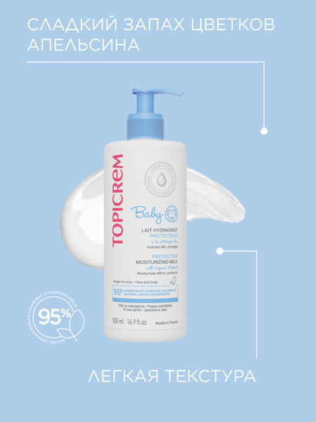 Изображение товара Молочко для тела детское Topicrem Baby Защитное увлажняющее (500мл)